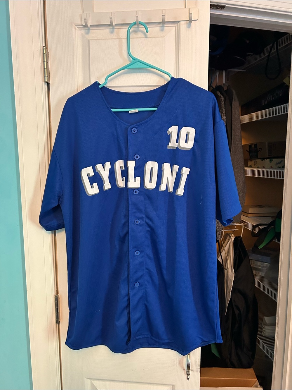 Blue "CYCLONI" Baseball Jersey with Number 10 Brooklyn cyclones Italian night